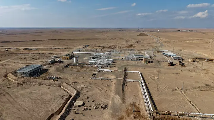 A drone view shows the site of Al-Omar oil field after it came under the control of the Syrian government following the withdrawal of the U.S.-backed Syrian Democratic Forces (SDF), in Deir al-Zor, Syria, January 19, 2026. REUTERS Khalil Ashawi